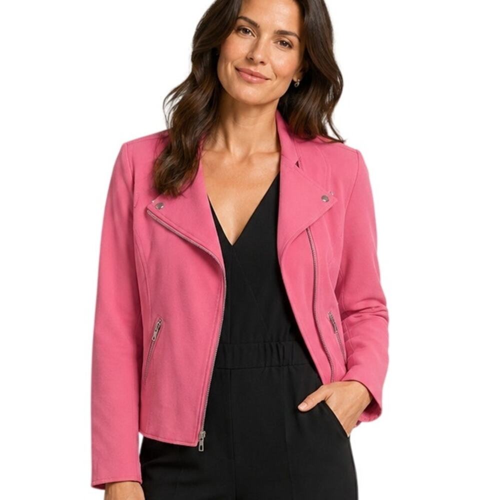 Carlisle Collection Moto Jacket Womens Size 2 Pink Asymmetrical Zip Topper
